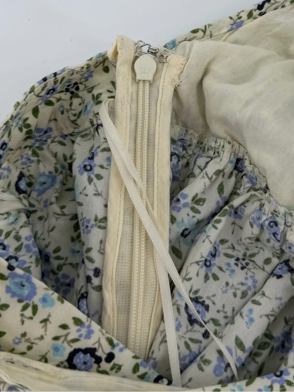 NWT Free People Petunia Mini Dress, Cream Blue Floral, Women's Medium - Picture 12 of 16